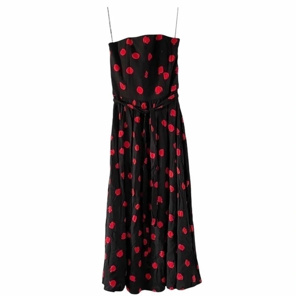 Alice + Olivia Belva Polka Dot Strapless Midi Dress - Picture 2 of 5
